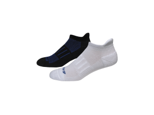 Brooks Ghost Mid-weight Socks 2-Pair Pack - White/Blue Black/Blue (M)