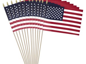 Super Tough US Stick Flag 12"x18" 30" x 3/8" No Fray - 12 Pack