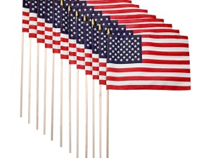 Super Tough US Stick Flag 12"x18" 30" x 3/8" Sewn Edges - 12 Pack
