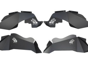 Jeep JK Logo Aluminum Inner Fenders 07-18 Wrangler JK Black Powdercoat Fishbone Offroad