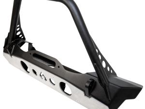 Powdercoat Nighthawk Mid-tube Stinger Front Bumper with Aluminum Skid for JK, JL, and JT - Black Powdercoat Artec Industries