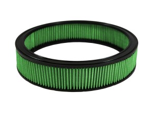 Air Filter Element - Round - 14 in Diameter - 3 in Tall - Reusable Cotton - Green - Various GM Applications - Each