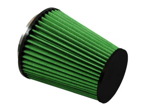 Air Filter Element - Clamp-On - Conical - 5.5 in Diameter Base - 4 in Diameter Top - 6.5 in Tall - 3.5 in Flange - Reusable Cotton - Green - Universal - Each