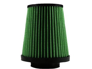 Air Filter Element - Clamp-On - Conical - 5.5 in Diameter Base - 4 in Diameter Top - 6 in Tall - 3 in Flange - Reusable Cotton - Green - Universal - Each