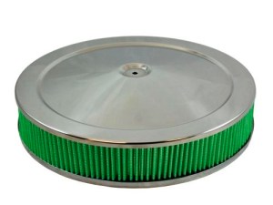 Air Cleaner Assembly - 14 in Round - 4.625 in Tall - 5-1/8 in Carb Flange - Flat Base - Steel - Chrome - Kit
