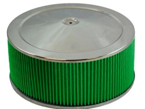 Air Cleaner Assembly - 14 in Round - 7.625 in Tall - 5-1/8 in Carb Flange - Flat Base - Steel - Chrome - Kit