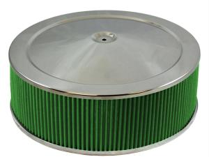 Air Cleaner Assembly - 14 in Round - 6 in Tall - 5-1/8 in Carb Flange - Drop Base - Steel - Chrome - Kit