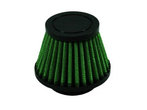 Air Filter Element - Clamp-On - Conical - 2.25 in Diameter Base - 2 in Diameter Top - 2.25 in Tall - 1.38 in Flange - Reusable Cotton - Green - Universal - Each