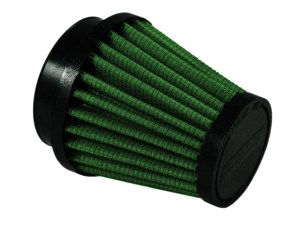 Air Filter Element - Clamp-On - Conical - 3 in Diameter Base - 2 in Diameter Top - 3 in Tall - 2 in Flange - Reusable Cotton - Green - Universal - Each