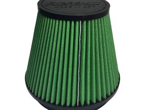 Air Filter Element - Clamp-On - Conical - 7.5 in Diameter Base - 4.75 in Diameter Top - 6 in Tall - 6 in Flange - Reusable Cotton - Green - Universal - Each
