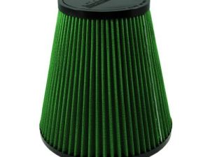 Air Filter Element - Clamp-On - Conical - 7.75 in Diameter Base - 4.75 in Diameter Top - 7.75 in Tall - 5.5 in Flange - Reusable Cotton - Green - Universal - Each