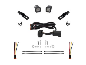 This image shows the components of the Diode Dynamics Stage Series C1 Sport reverse light kit for 2019-2024 Ram 1500 trucks
